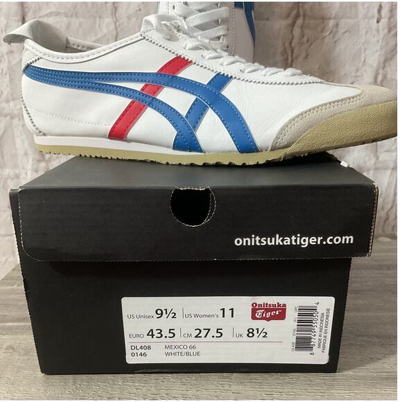NIB Onitsuka Tiger MEXICO 66 White/Blue Unisex Sneakers 9.5 Mens / 11 Women’s TG - Picture 2 of 9